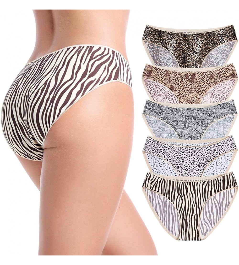 Panties Seamless Underwear Women Mercerized Cotton Soft Stretch Bikini Panties 5-Pack - CG194ANTWYZ $17.94