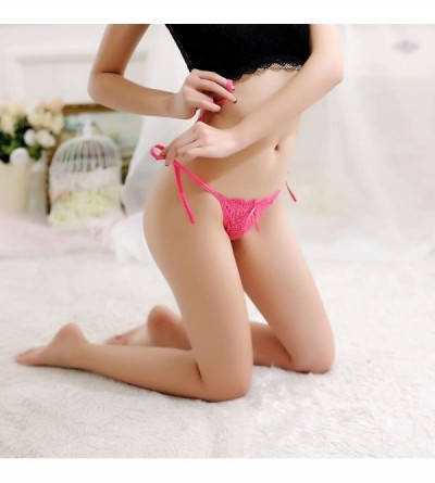 Panties Female Easy Off Underwear Transparent Lace G-Strings Adjustable G-Strings Panties Briefs - Rose Red - CL18CUMQA8W $7.63