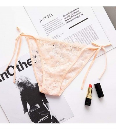 Slips Sexy Lingerie Lace Brief Underpant Sleepwear Underwear Bandage - Pink - CQ1906W7L0A $17.52
