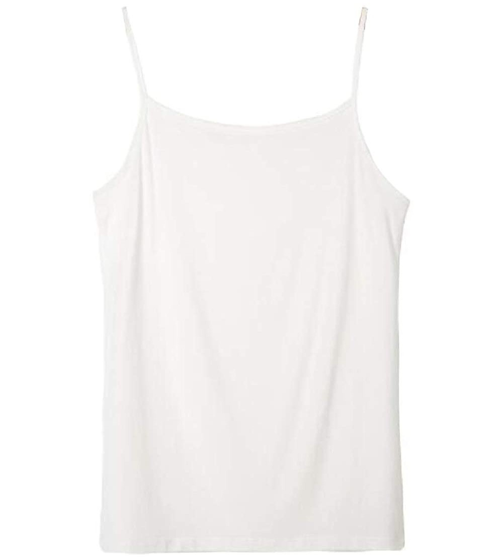 Camisoles & Tanks Women's Basic Fashion Casual Long Camisole Spaghetti Straps Cami Layering Top - White - CT197RLZI2M $18.89