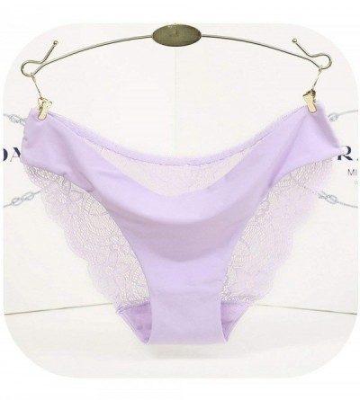 Panties Women Briefs Seamless Panties Underwear Lace Panties Low-Rise Panties Cotton Lingerie - Lavender - CC18U5YYLSE $27.66