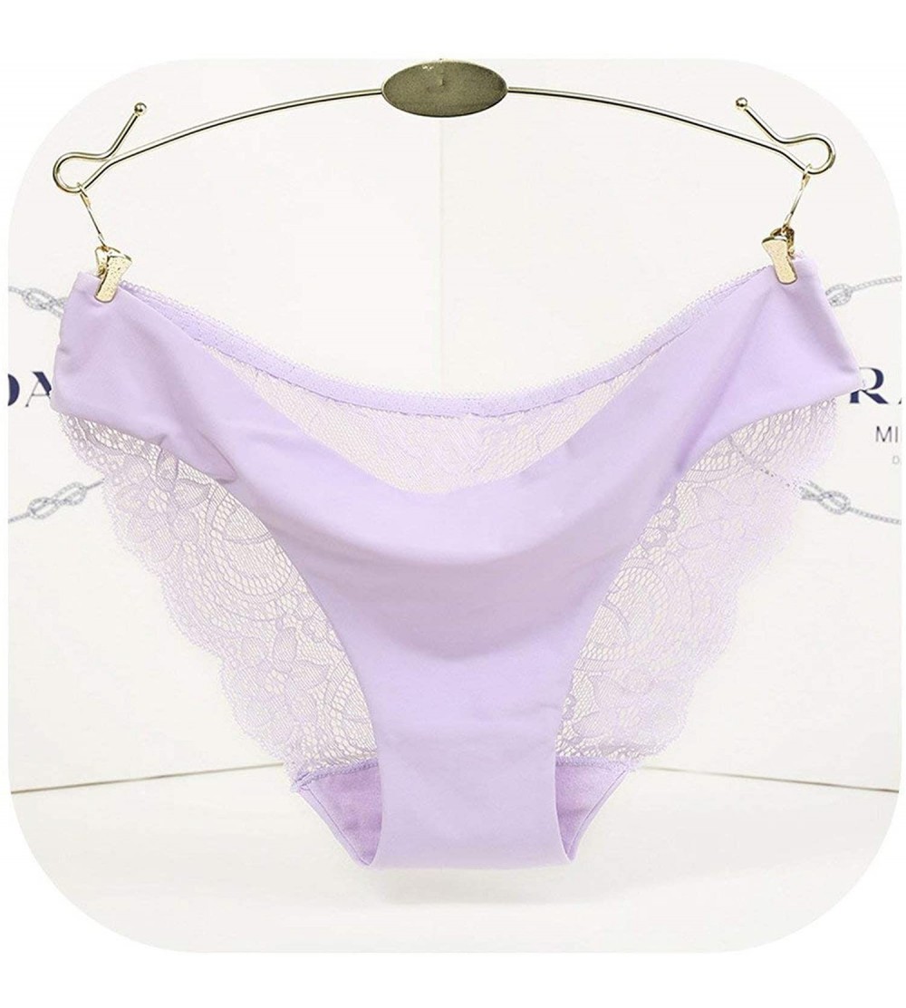Panties Women Briefs Seamless Panties Underwear Lace Panties Low-Rise Panties Cotton Lingerie - Lavender - CC18U5YYLSE $11.67