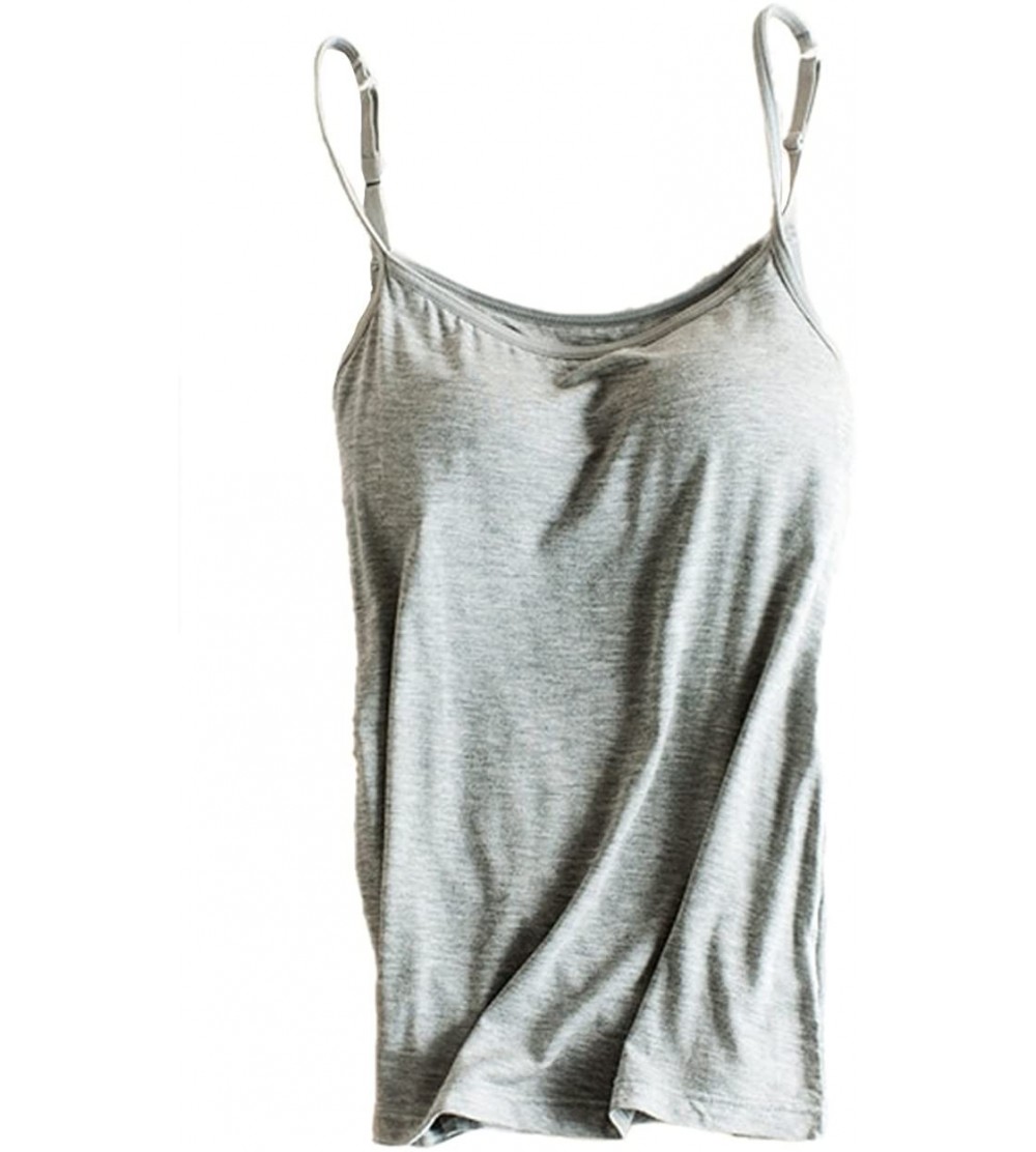 Camisoles & Tanks Women's Sexy Modal Padded Active Spaghetti Straps Camisole Tanks Tops - Grey - CD18MEW4LOG $16.58