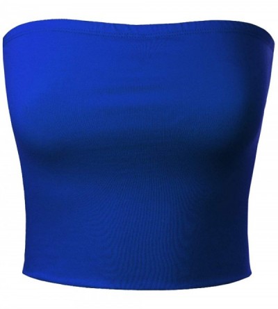 Camisoles & Tanks Women's Causal Strapless Cute Basic Solid SexyTube Top - Royal Blue - CQ18IZ8Y92I $12.10
