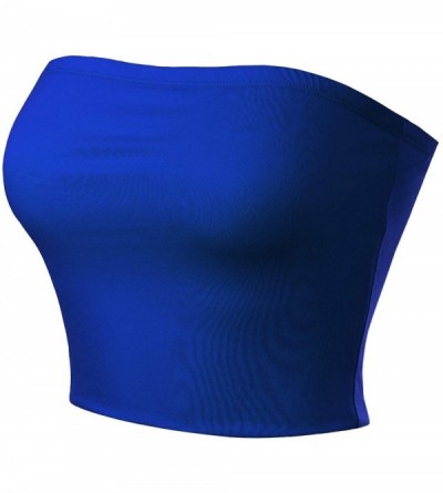 Camisoles & Tanks Women's Causal Strapless Cute Basic Solid SexyTube Top - Royal Blue - CQ18IZ8Y92I $12.10
