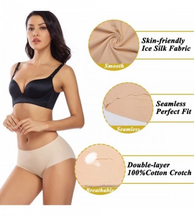 Panties Women Shapewear Panties Tummy Control Slip Shorts Under Dress Seamless Invisible Underwear Thong - Black+beige - CB18...