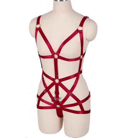 Garters & Garter Belts Women's Body Harness Bra Set Carnival Garter Set Elastic Hollow Top Bra Punk Gothic Dance Costume - Wi...