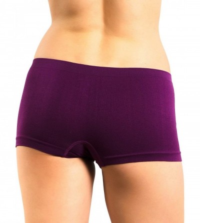 Panties Pack of 7 Seamless No Show Womens Boyshort Hipster Panty- Standard & Plus Sizes - Brights - CW18O07YSXO $23.94