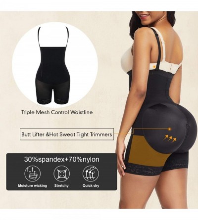 Shapewear Women's Open Bust Tummy Control Shapewear Thong High Waist Ladies Bodysuits - Black4 - C119045OQ04 $34.98