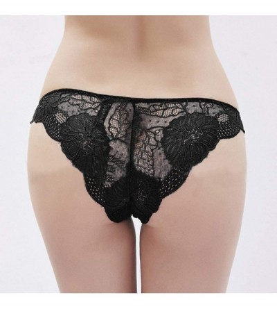 Panties Sexy Lace Panties for Women Breathable Underwear Mid Rise Comfy Briefs Soft Underwear Trim Hipster - Black - CT19549Y...