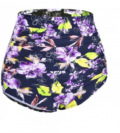 Panties Women's Swimwear Retro High Waist Swim Bottoms - Purple Floral - CY182AC7YL5 $13.77