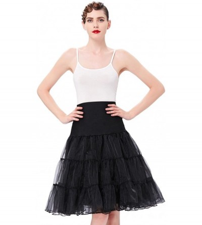 Slips Women's Crinoline Petticoat Underskirt Knee-Length Half Slips Tutu Skirt - Black - CH17YUQ467U $18.09