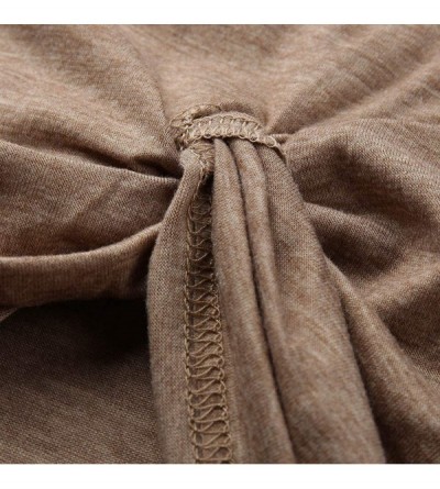 Slips Women Letter Print Twisted Knot Tunics Tops Blouses Casual Long Sleeve Blouse Tshirt Tee Tops - Khaki - CM193SZEATR $20.13