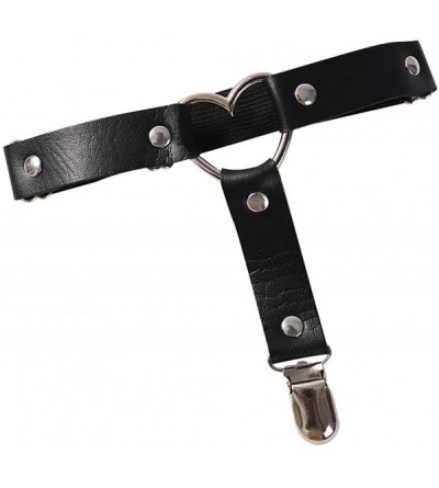 Garters & Garter Belts Women's Gothic Punk Garter Belt Adjustable PU Leather Leg Ring Heart Shaped Ring Leg Sling - Black Pg0...