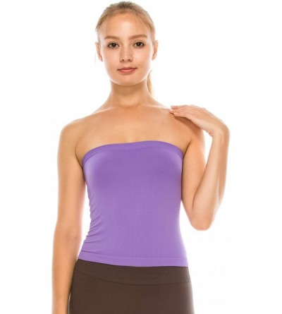 Camisoles & Tanks Medium Length Bandeau Bra Top - UV Protective Fabric UPF 50+ (Made with Love in The USA) - Lavender - CY18I...