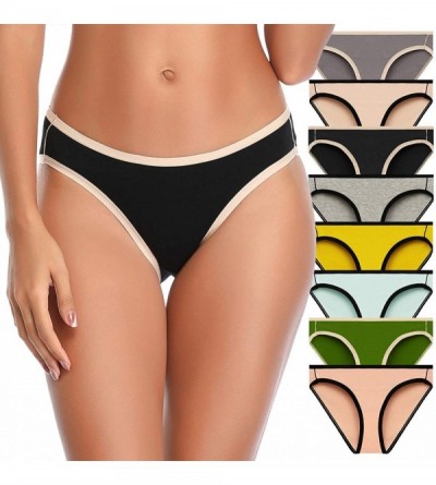 Panties Women's Underwear- Cotton Low Rise Stretch Bikini Hipster Briefs Panties for Women Mutipack - Multicoloured1 - CH18ZL...