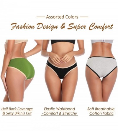 Panties Women's Underwear- Cotton Low Rise Stretch Bikini Hipster Briefs Panties for Women Mutipack - Multicoloured1 - CH18ZL...