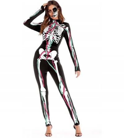 Shapewear Women Halloween Skull Costume Printing Skeleton Cosplay Jumpsuit Romper - Print 55 - C218GRKSKWK $23.43