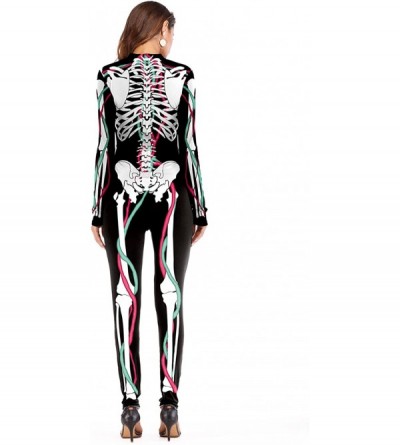 Shapewear Women Halloween Skull Costume Printing Skeleton Cosplay Jumpsuit Romper - Print 55 - C218GRKSKWK $23.43