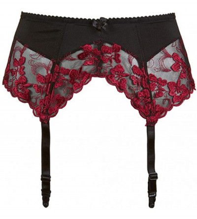 Garters & Garter Belts Women's Sexy Embroidered Lace Garter - Black - C318Y640RSA $21.75
