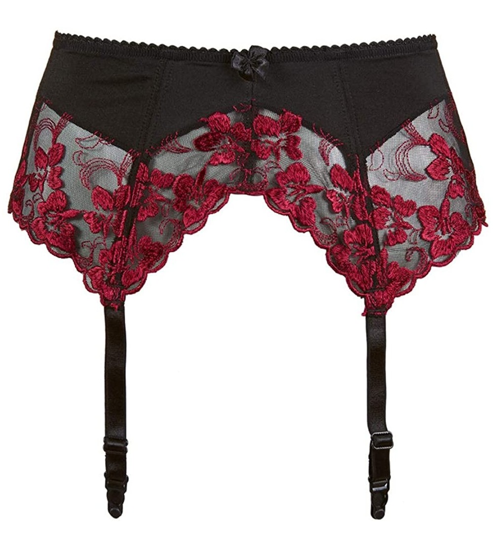 Garters & Garter Belts Women's Sexy Embroidered Lace Garter - Black - C318Y640RSA $22.52
