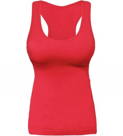 Camisoles & Tanks Rib Racerback Tank Top Camisole One Size - Coral - CP11MV9MHND $23.23