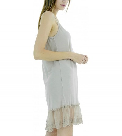 Slips Solid Knit lace Full Slip Short Dresses Tops Tunics Extender with Adjustable Straps - Modal-mocha - CX186STSAEY $24.94