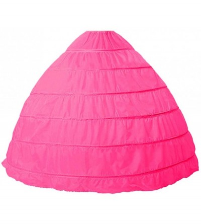 Slips Women's Petticoat 6-Hoop Puffy Ball Gown Slips Crinoline Underskirt for Prom Wedding Dress - Fuchsia - CS187AHAKQW $28.54