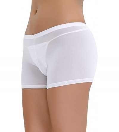 Panties Women's Boy Shorts Underwear Sexy See-Through Sheer Shorts Hot Pants Lingerie - White - CV18Q533L97 $33.32