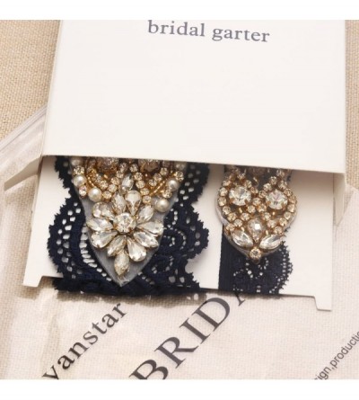 Garters & Garter Belts Wedding Bridal Garter Stretch Lace Bridal Garter Sets with Rhinestones Clear Crystal Pearl for Wedding...