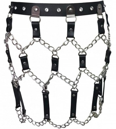 Garters & Garter Belts Women's Leather Harness Skirt Belt Punk Adjustable Waist Leg Garter Body Caged with Metal Chain Tassel...
