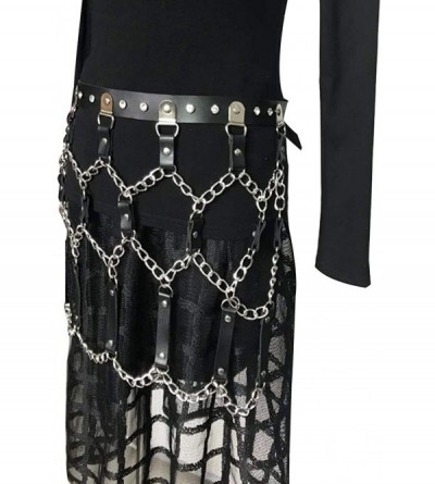 Garters & Garter Belts Women's Leather Harness Skirt Belt Punk Adjustable Waist Leg Garter Body Caged with Metal Chain Tassel...