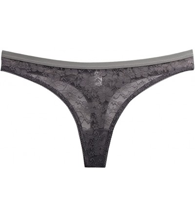 Panties Pack of 4 Women Underwear Lace Thong Sexy Plus Size Panties Transparent (L- 4 Pack) - CB183YLDEDE $8.58
