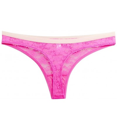 Panties Pack of 4 Women Underwear Lace Thong Sexy Plus Size Panties Transparent (L- 4 Pack) - CB183YLDEDE $8.58