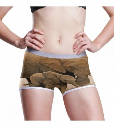 Panties Boyshort Panties Women's Happy Sea Turtle Soft Underwear Briefs - Elephant Pattern - CH18SYU2O0G $17.07