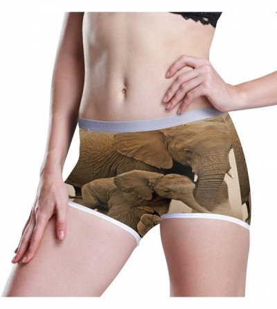 Panties Boyshort Panties Women's Happy Sea Turtle Soft Underwear Briefs - Elephant Pattern - CH18SYU2O0G $17.07