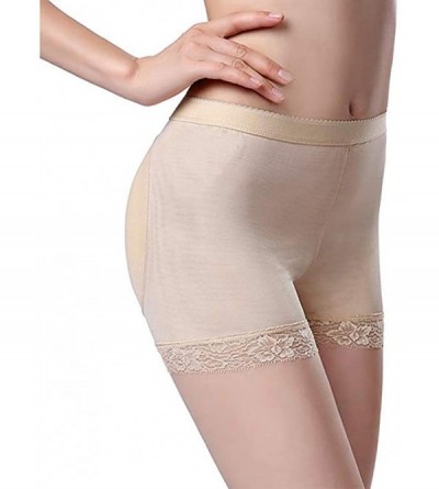 Shapewear Womens Butt Lifter Padded Panties Enhancer Underwear Lace Body Shapewear Boyshort - Beige - CJ18I2DGXQ8 $12.95
