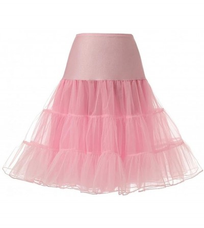 Slips Women's Vintage Rockabilly Petticoat 25" Length Tutu Underskirt - Pink - CP127Z54WH1 $13.29