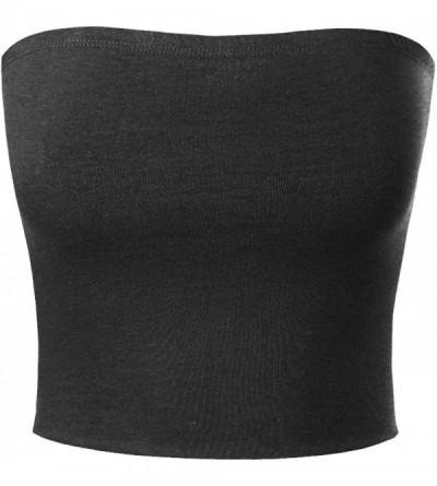Camisoles & Tanks Women's Causal Strapless Cute Basic Solid SexyTube Top - Charcoal - CD18IYUZ0S3 $24.96