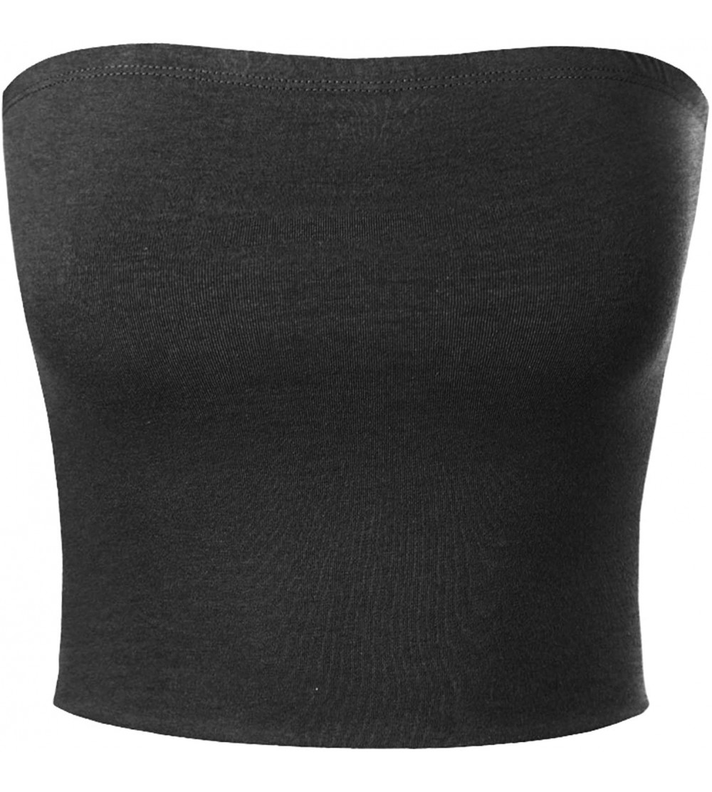 Camisoles & Tanks Women's Causal Strapless Cute Basic Solid SexyTube Top - Charcoal - CD18IYUZ0S3 $14.78