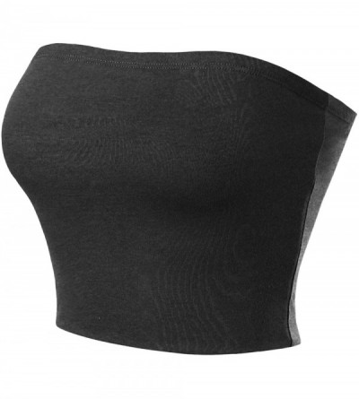 Camisoles & Tanks Women's Causal Strapless Cute Basic Solid SexyTube Top - Charcoal - CD18IYUZ0S3 $14.78