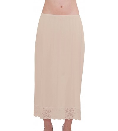Slips Under Moments Half Slip Vintage Style Maxi 32-Inch with All Around Lace - XX-Large - Beige - C2113AK6OHB $9.95