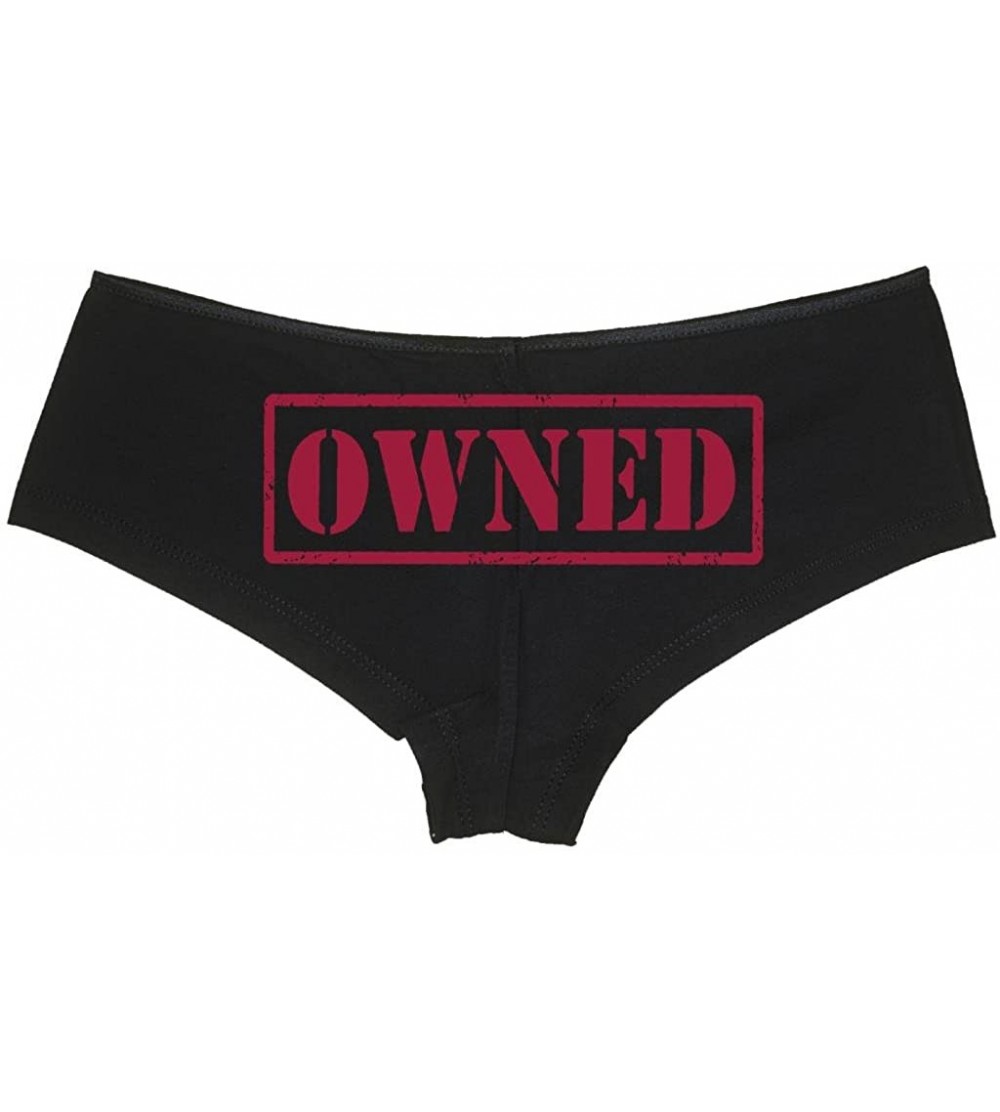 Panties Women's Owned Stamped BDSM Slave Master Hot Sexy Boyshort - Black/Wine - C611UPIDPYH $13.15