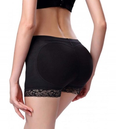 Shapewear Woman's Sexy Butt Lifter Removable Pads Lace Body Shaper Panty Briefs - Black - CF18S8HEO2T $17.15
