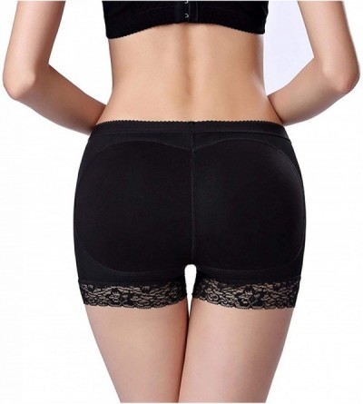 Shapewear Woman's Sexy Butt Lifter Removable Pads Lace Body Shaper Panty Briefs - Black - CF18S8HEO2T $17.15
