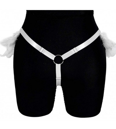 Garters & Garter Belts Women's Punk Garter Belt Gothic Feather Harness Leg Socks Adjust Strap Carnival Dance Accessories - Wh...