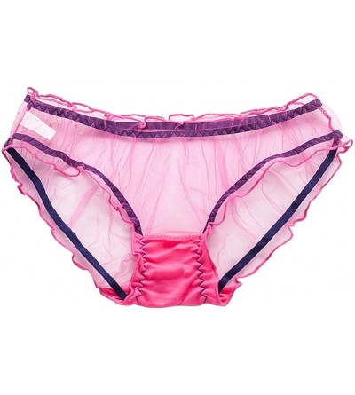 Slips Woemns Underwear Invisible Sexy Lace Panties Translucent Bikini Coverage Panties - Hot Pink - CK1962H4IGL $8.21