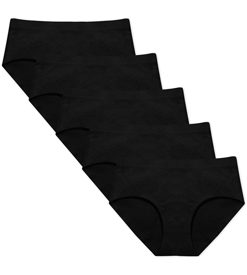 Panties No Show Underwear for Women Seamless Panties Comfortable Briefs - Black-pack of 5 - CM18XI07A7U $15.29