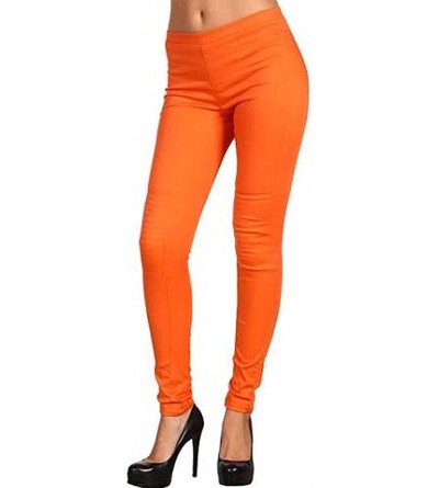 Panties Ladies Quality Cotton Soft Stretch Plain Full Long Ankle Length Leggings - Orange - C512N1W9G1W $39.65