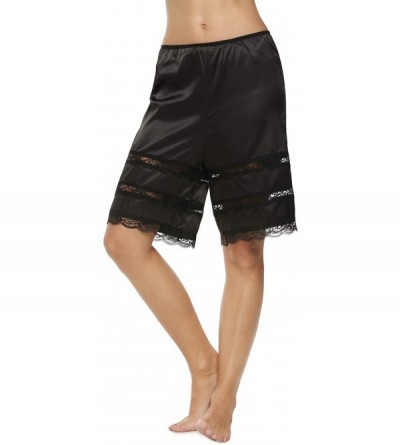 Slips Women Lingerie Satin Lace Pettipants Snip-it Half Slips Bloomers Split Skirt - Black (Fba) - C9129342DFZ $13.45